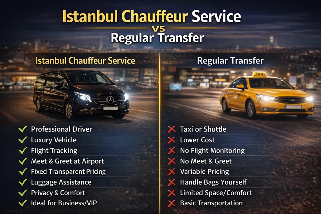 Servicio de Chofer en Estambul vs Transferencia Regular