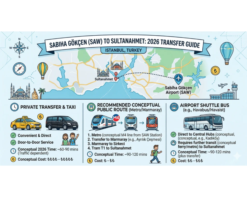 Guía de Transferencia de Sabiha Gökçen (SAW) a Sultanahmet 2026
