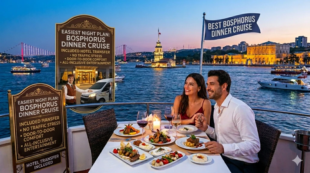 Kapal Pesiar Makan Malam Bosphorus Istanbul dengan Transfer Hotel: Mengapa Ini adalah Rencana Malam yang Paling Mudah